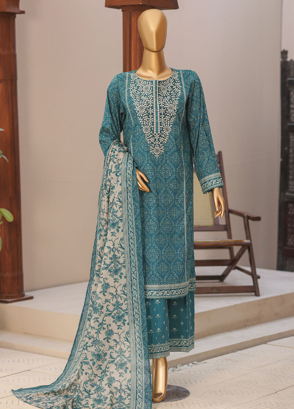 Daily Wear By HZ Textiles Premium Embroidered Lawn 3 Piece Unstitched Suit HZ26DW D-PDW-3140