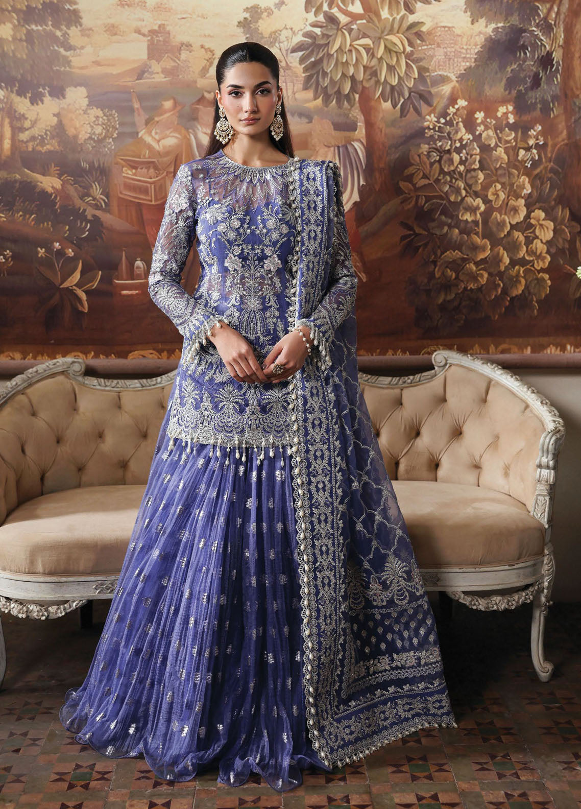 Dastangoi By Afrozeh Embroidered Organza 3 Piece Unstitched Suit AF25DG D-09 BLOOMVEIL