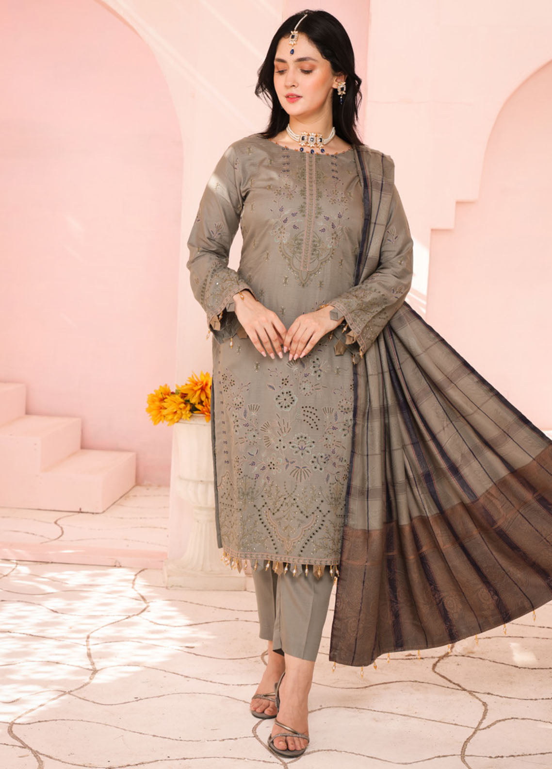 Delilah By Schick Dyed Embroidered Doriya 3 Piece Unstitched Suit SDH25DWD D-FS-02