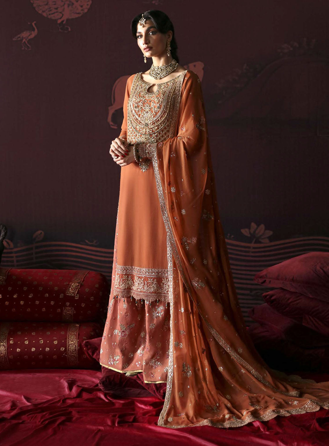 Devdas By Emaan Adeel Exquisite Formal Wear Embroidered Chiffon 3 Piece Unstitched Suit EA24DD LEELA