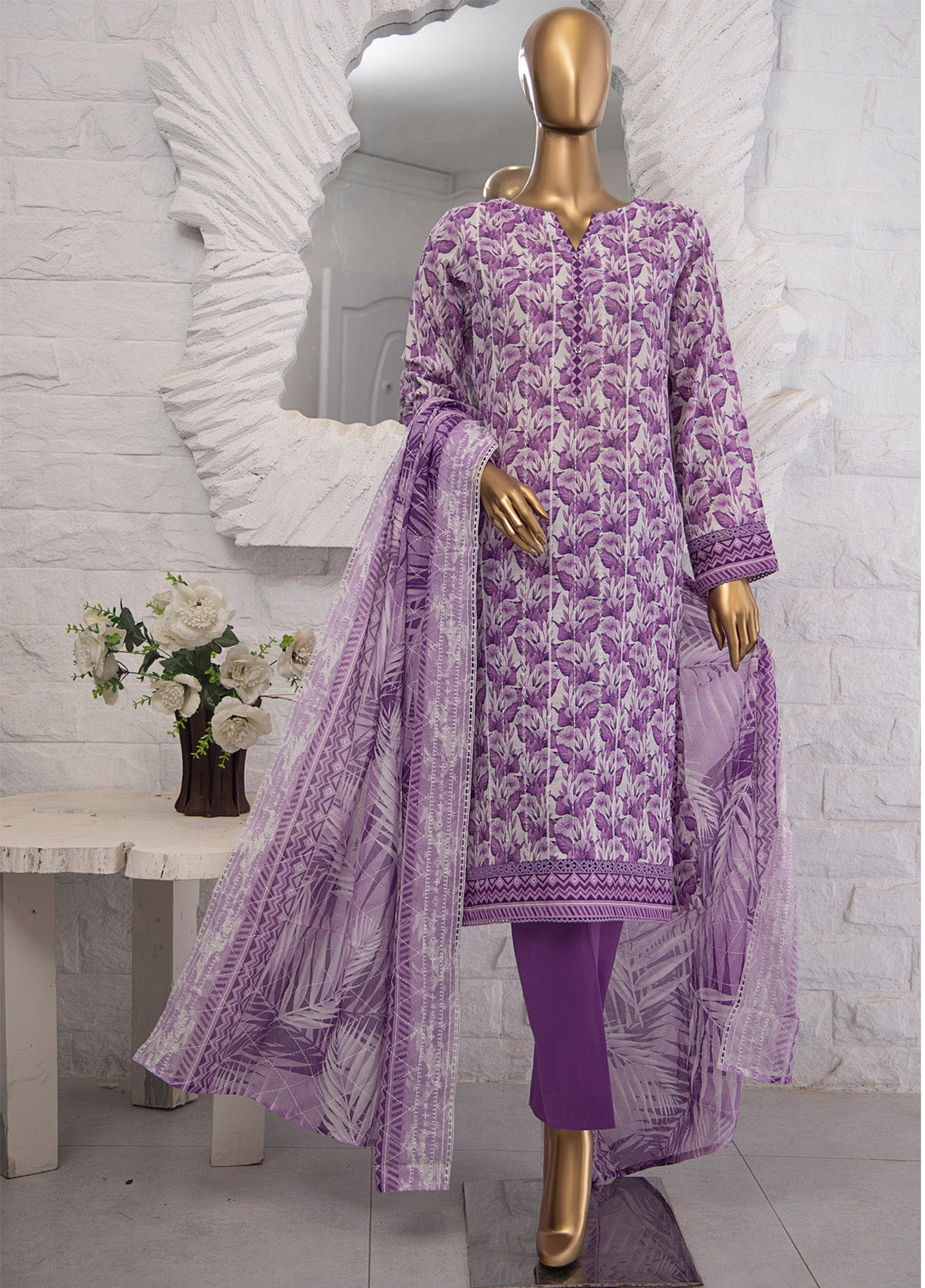 Dhagakari By HZ Textile Embroidered Lawn 3 Piece Unstitched Suit HZ25DEV2 DEC-1003