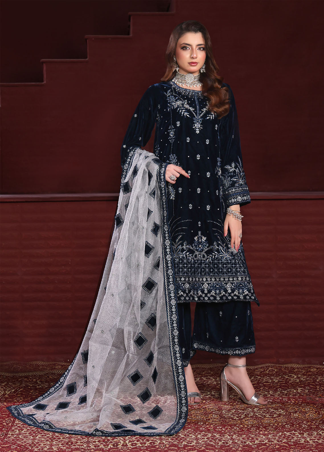 Dr. Velvet By Schick Embroidered Velvet 3 Piece Unstitched Suit SDH25DVV4 D-DEV-01
