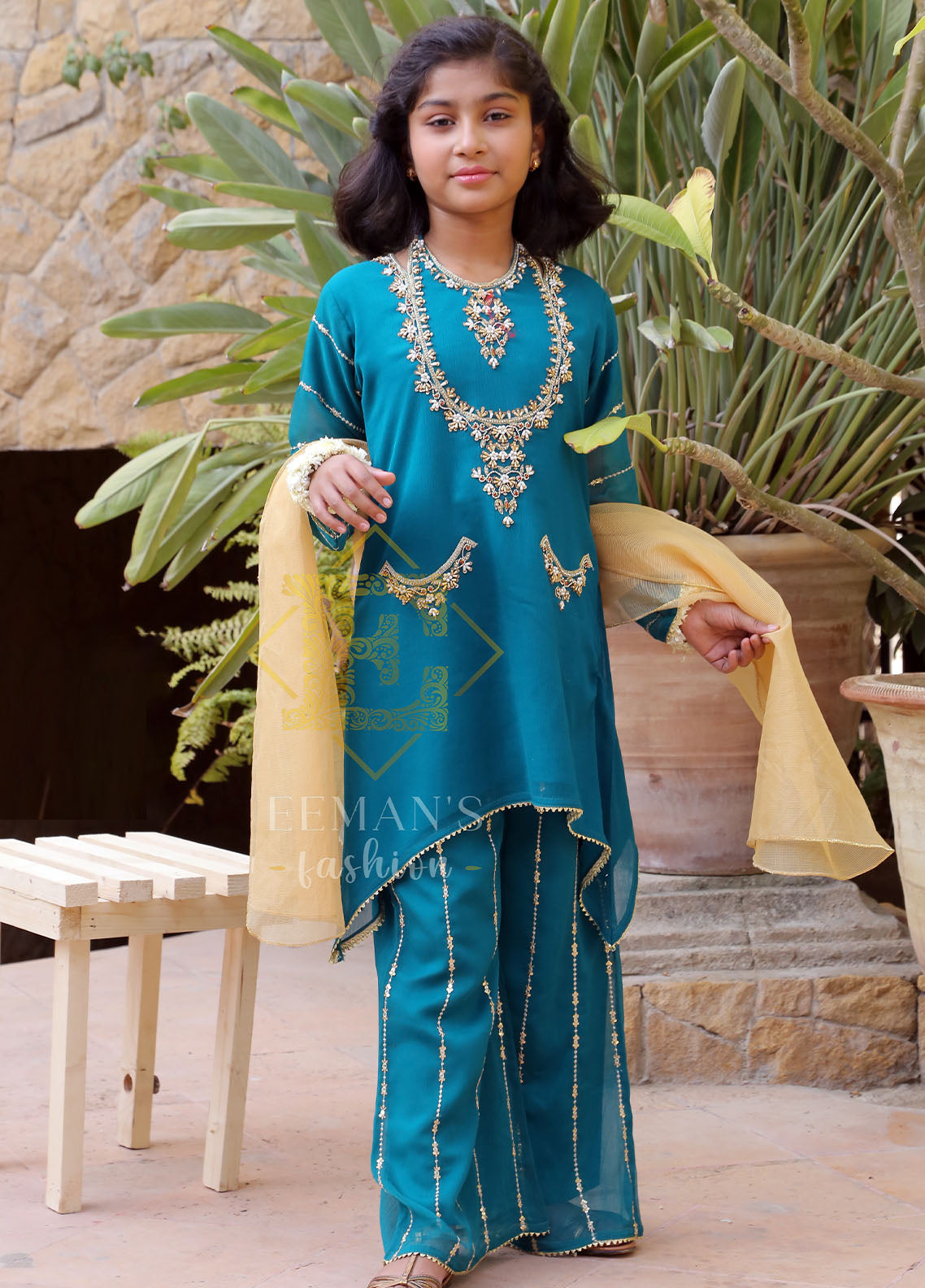 Eemans Fashion Fancy Chiffon Stitched Suit EEF25K&G D-693A-S&GR