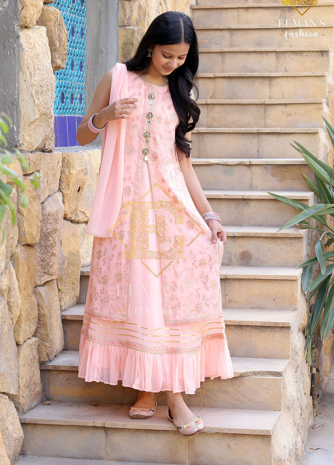 Eemans Fashion Fancy Chiffon Stitched Suit EEF25K&G D-700-PH