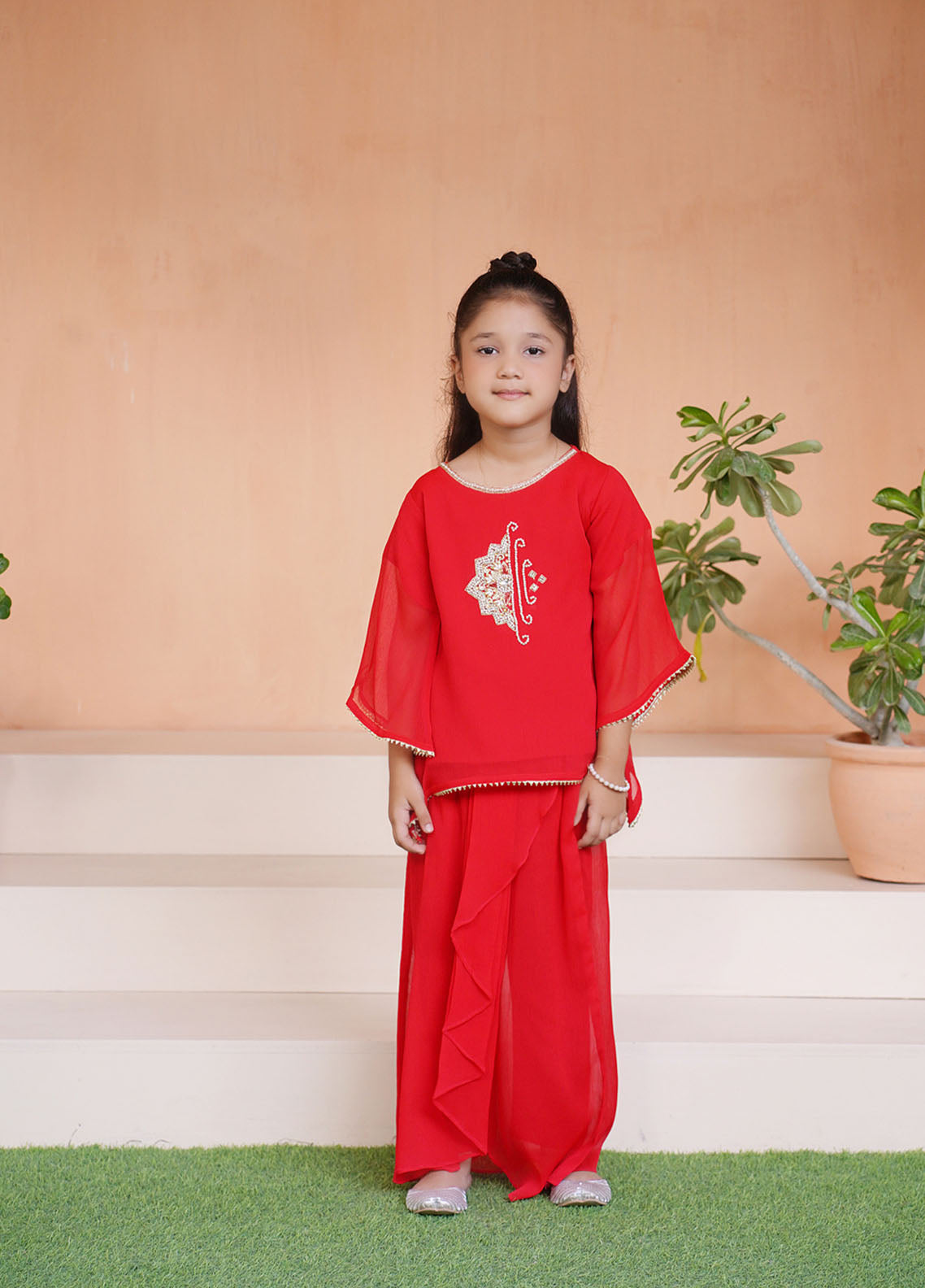 Eemans Fashion Fancy Chiffon Stitched Suit EEF25K&G D-736-RD