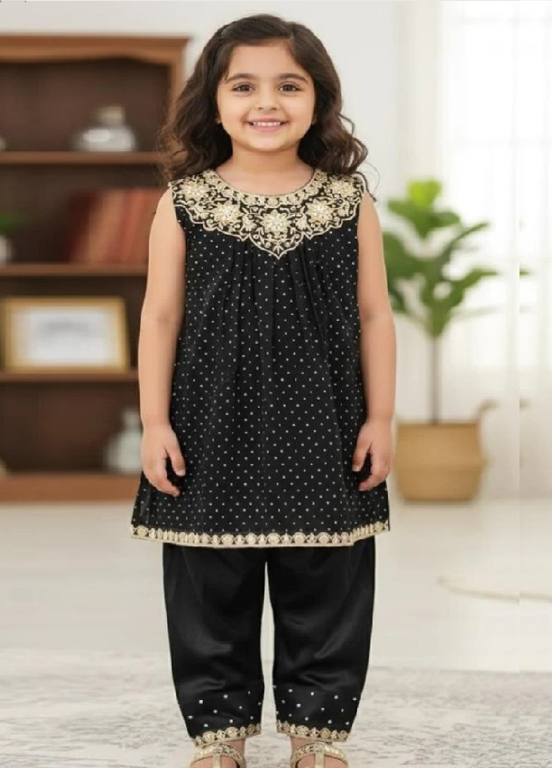 Eemans Fashion Fancy Chiffon Stitched Suit EEF25K&G D-771-BK