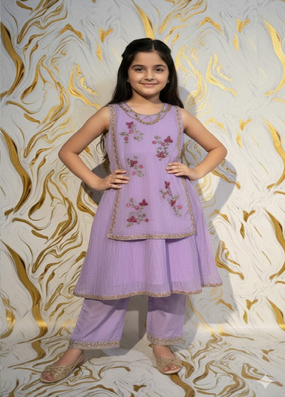 Eemans Fashion Fancy Chiffon Stitched Suit EEF25K&G D-775-LPP