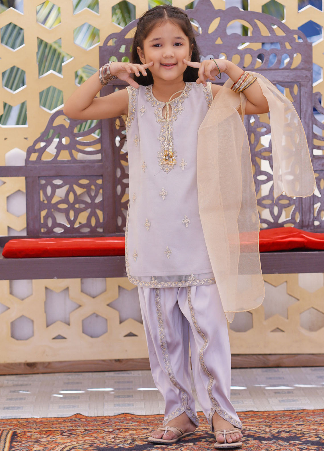 Eemans Fashion Fancy Net Stitched Suit EEF25K&G D-718-GY