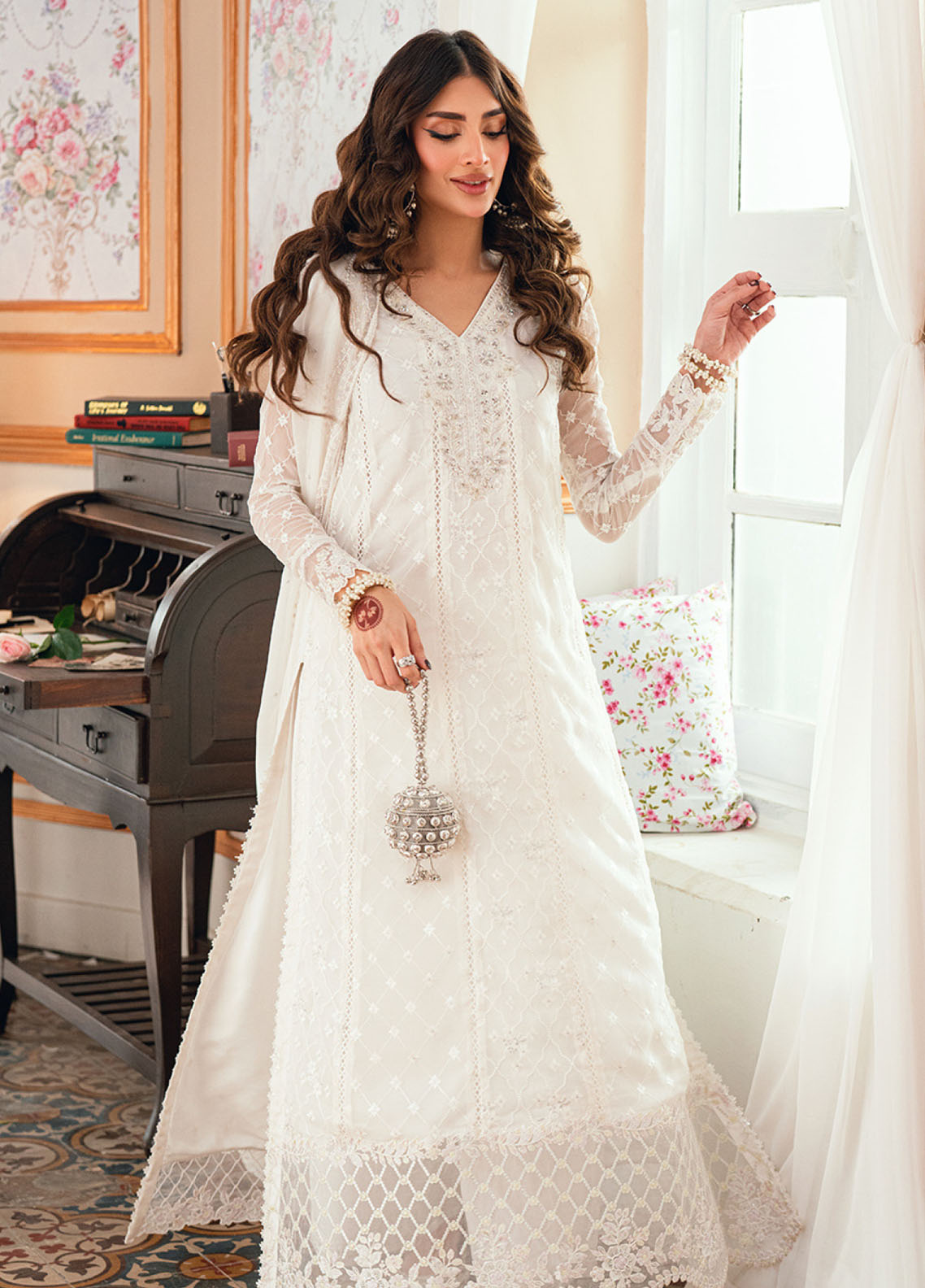 Eid Ensembles By Azure Embroidered Chiffon 4 Piece Unstitched Suit AZU26EE D-MAGNOLIA
