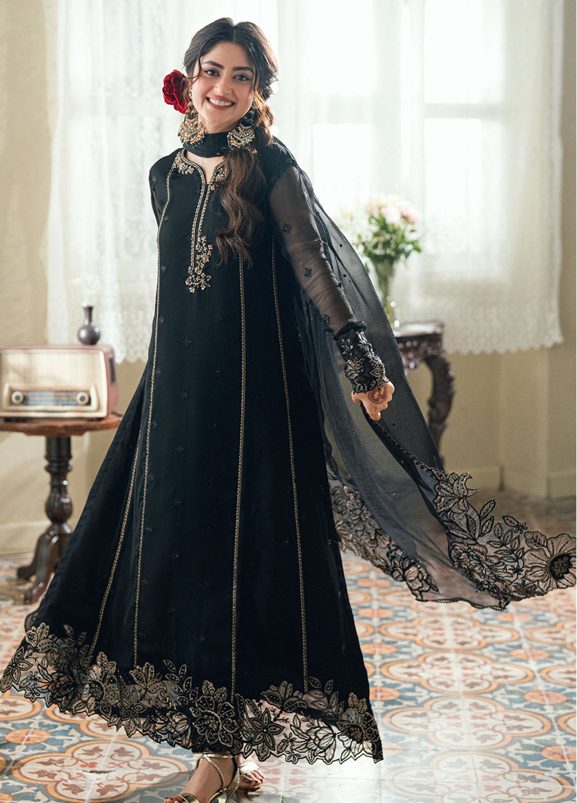 Eid Ensembles By Azure Embroidered Chiffon 4 Piece Unstitched Suit AZU26EE D-NIGHTINGALE