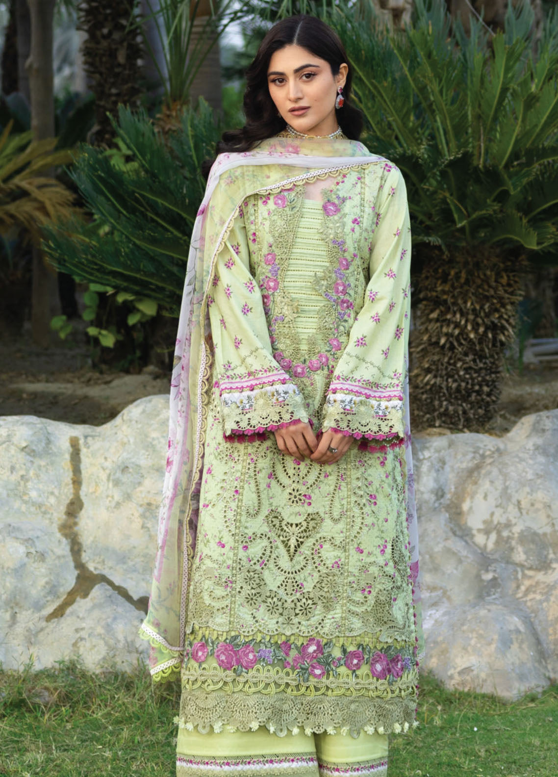 Elaf Premium Chikankari Lawn 3 Piece Unstitched Suit EF26CP D-ERC-2A HINA