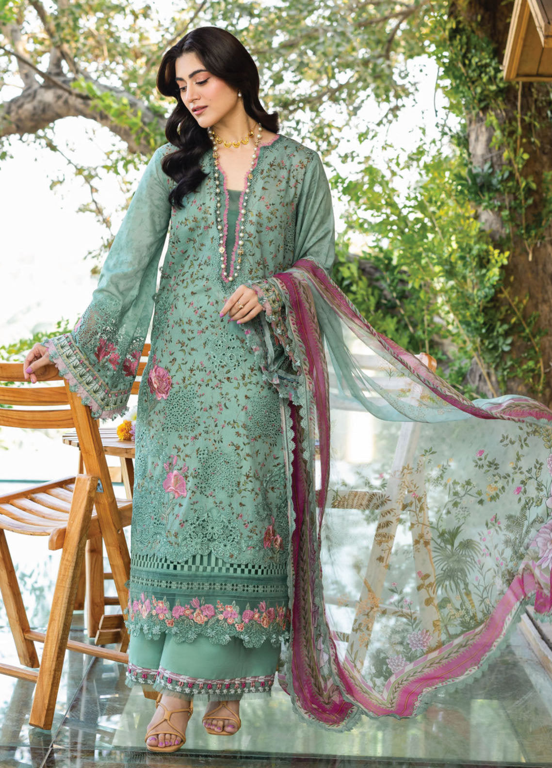 Elaf Premium Chikankari Lawn 3 Piece Unstitched Suit EF26CP D-ERC-4B NAYAB