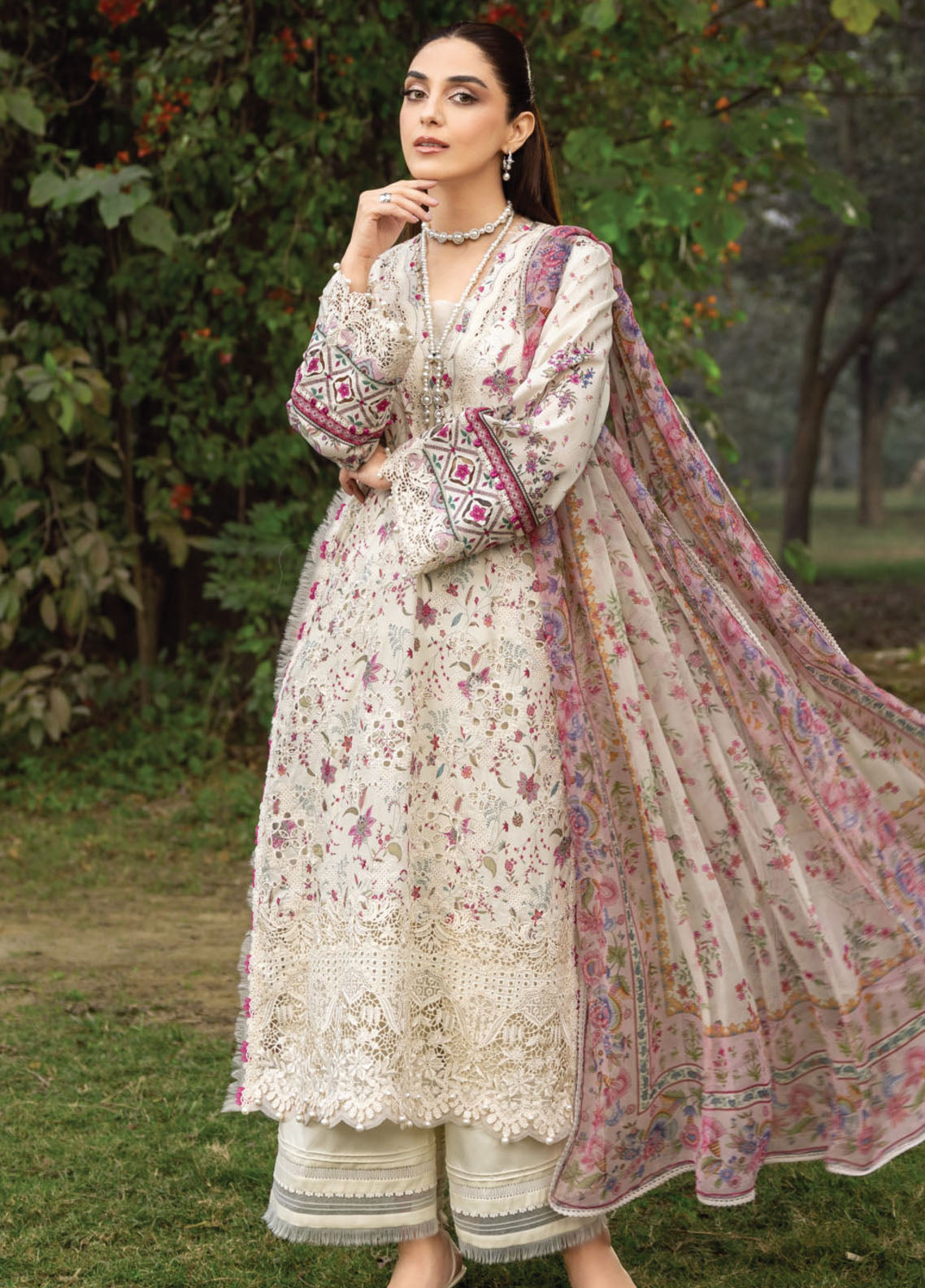 Elaf Premium Chikankari Lawn 3 Piece Unstitched Suit EF26CP D-ERC-5A MEHR