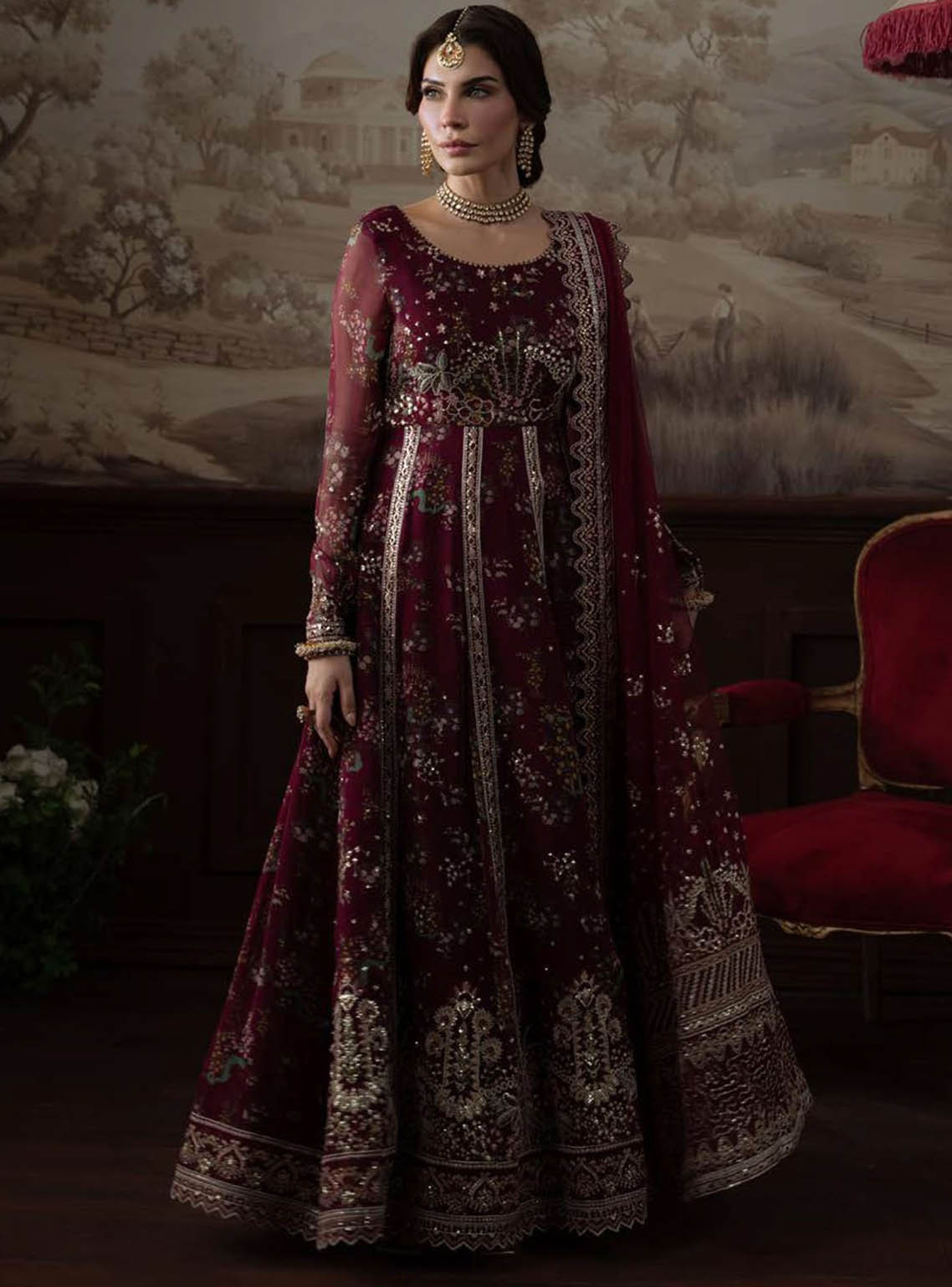 Elanora By Nureh Luxury Embroidered Chiffon 4 Piece Unstitched Suit NU25ELCV2 D-NEL-72