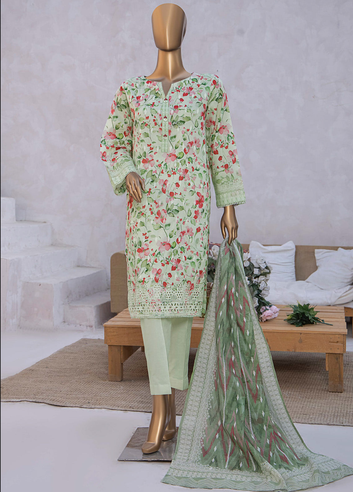 Elite By HZ Textile Chikankari Lawn  3 Piece Unstitched Suit HZ25E D-233A