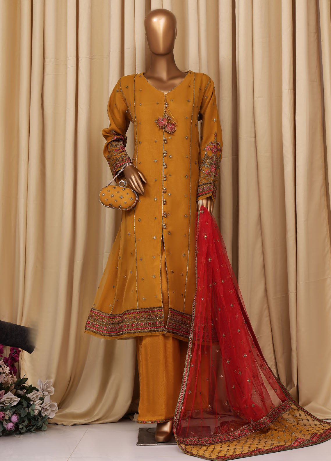 Falsafaa By HZ Textile Formal Embroidered Organza 3 Piece Stitched Suit HZ25FFMOV7 HZK-216