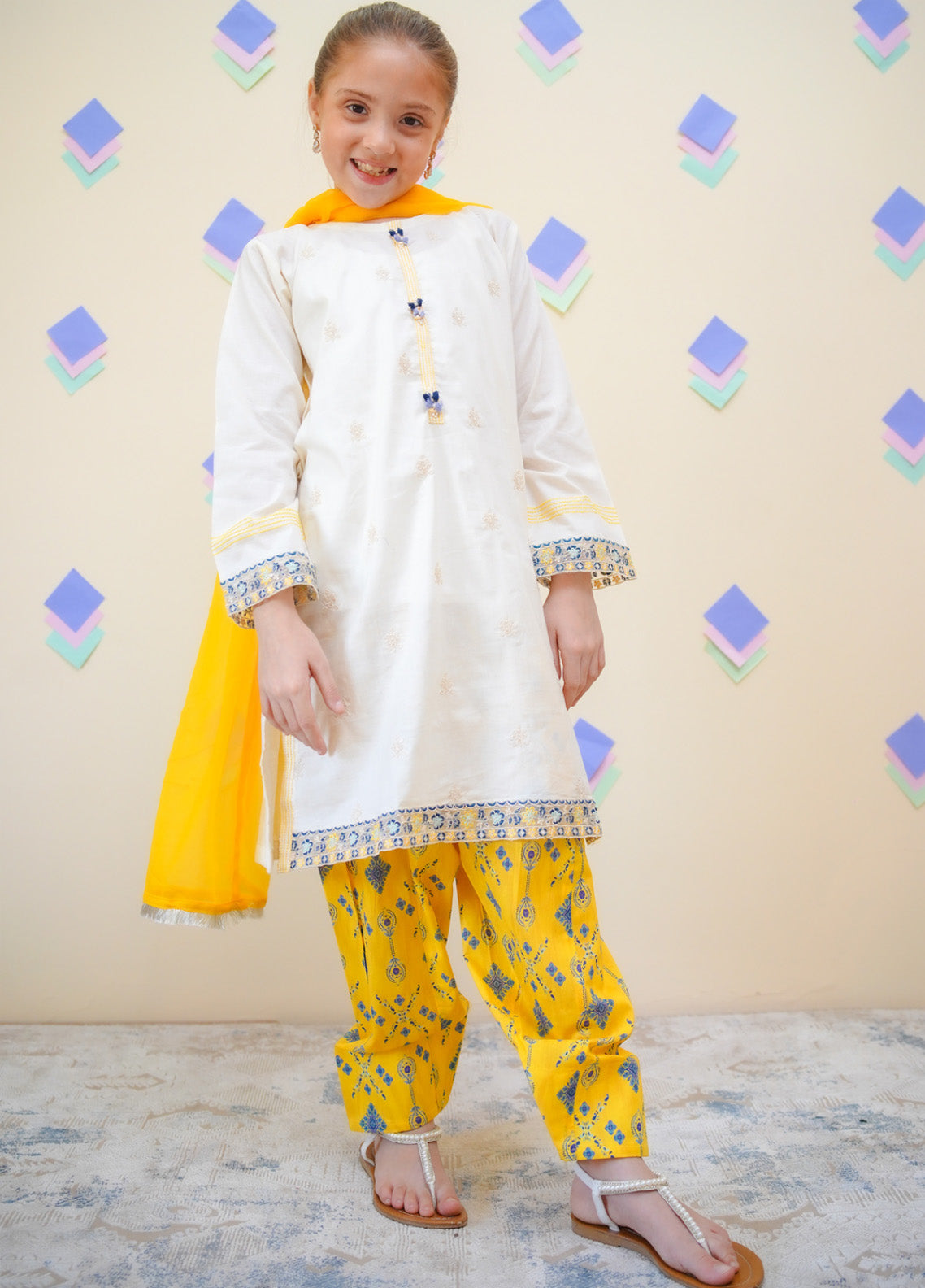 Farshi By Shanzey Embroidered Lawn Cotton Suits Stitched 3 Piece For Girls S25FLE SHK-4436