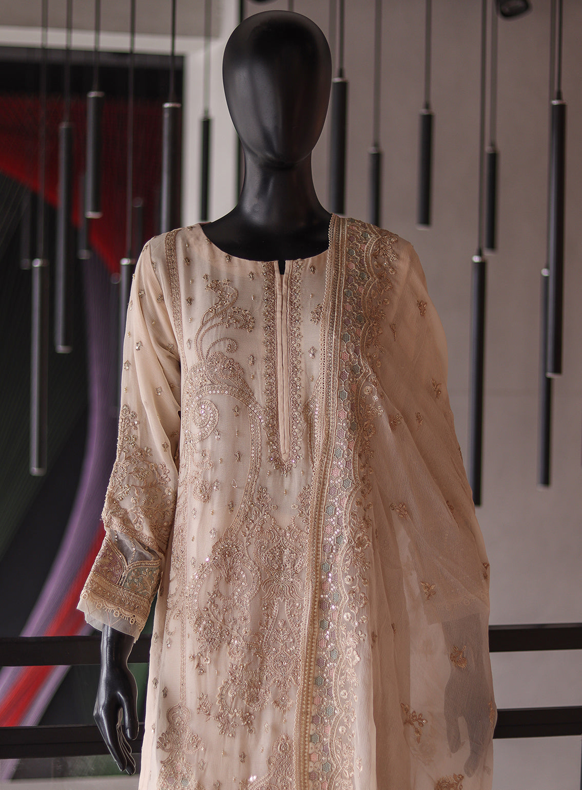Fasaane By HZ Textile Embroidered Chiffon 3 Piece Stitched Suit HZ24FC D-169 SKN