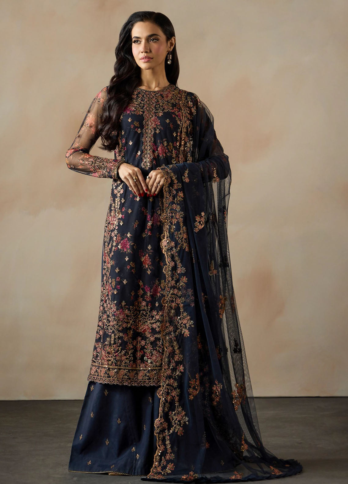 Fasana By Zarif Embroidered Net 3 Piece Unstitched Suit ZF26FP&E D-ZRF-PE-01 MEHRAB