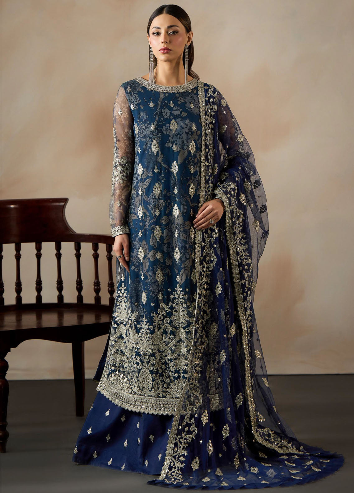 Fasana By Zarif Embroidered Net 3 Piece Unstitched Suit ZF26FP&E D-ZRF-PE-04 VIRSA