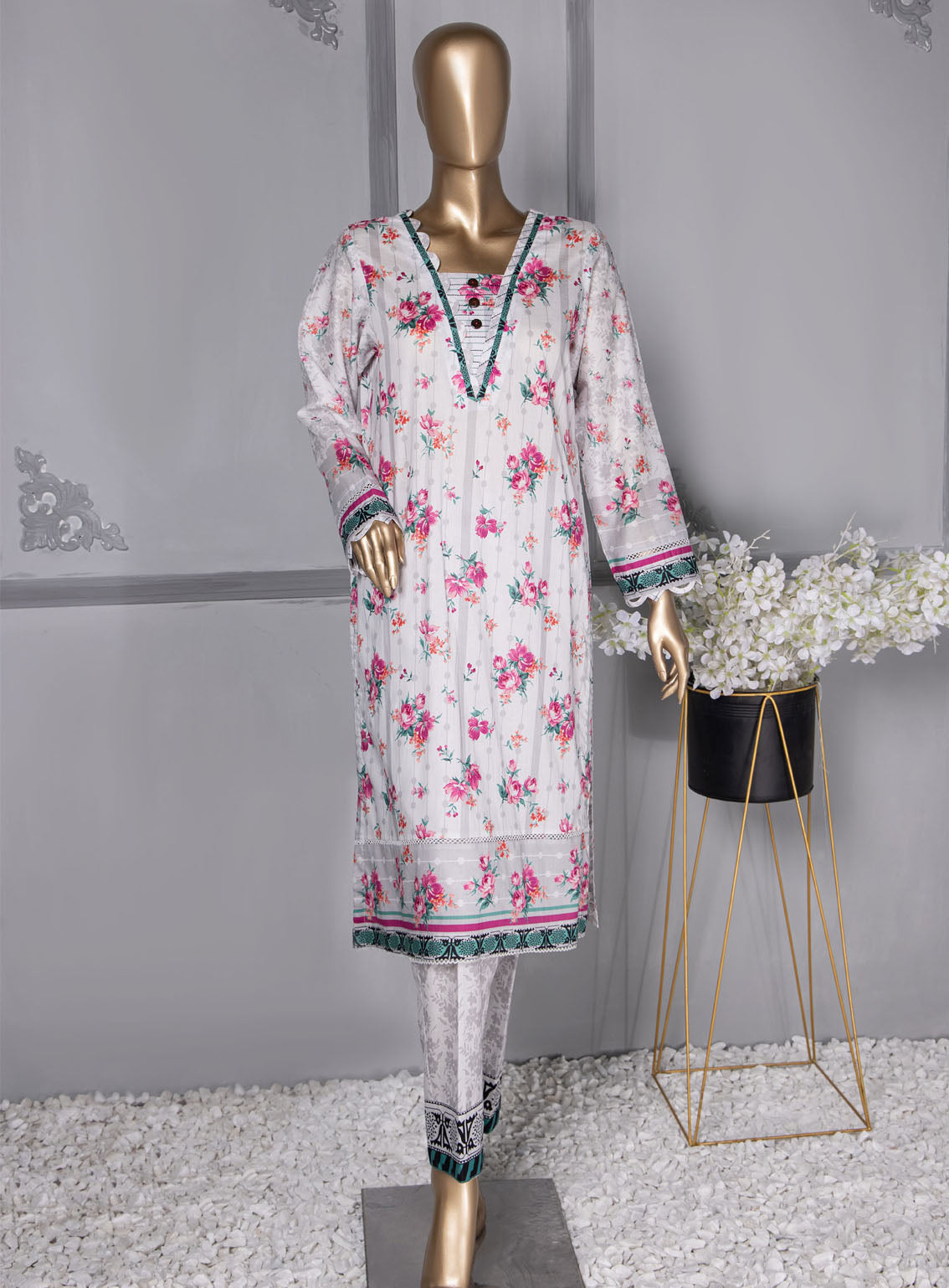 Floral Vibes By HZ Textile Co-Ords Printed Lawn 2 Piece Unstitched Suit HZU24FVV3 FVC-1005