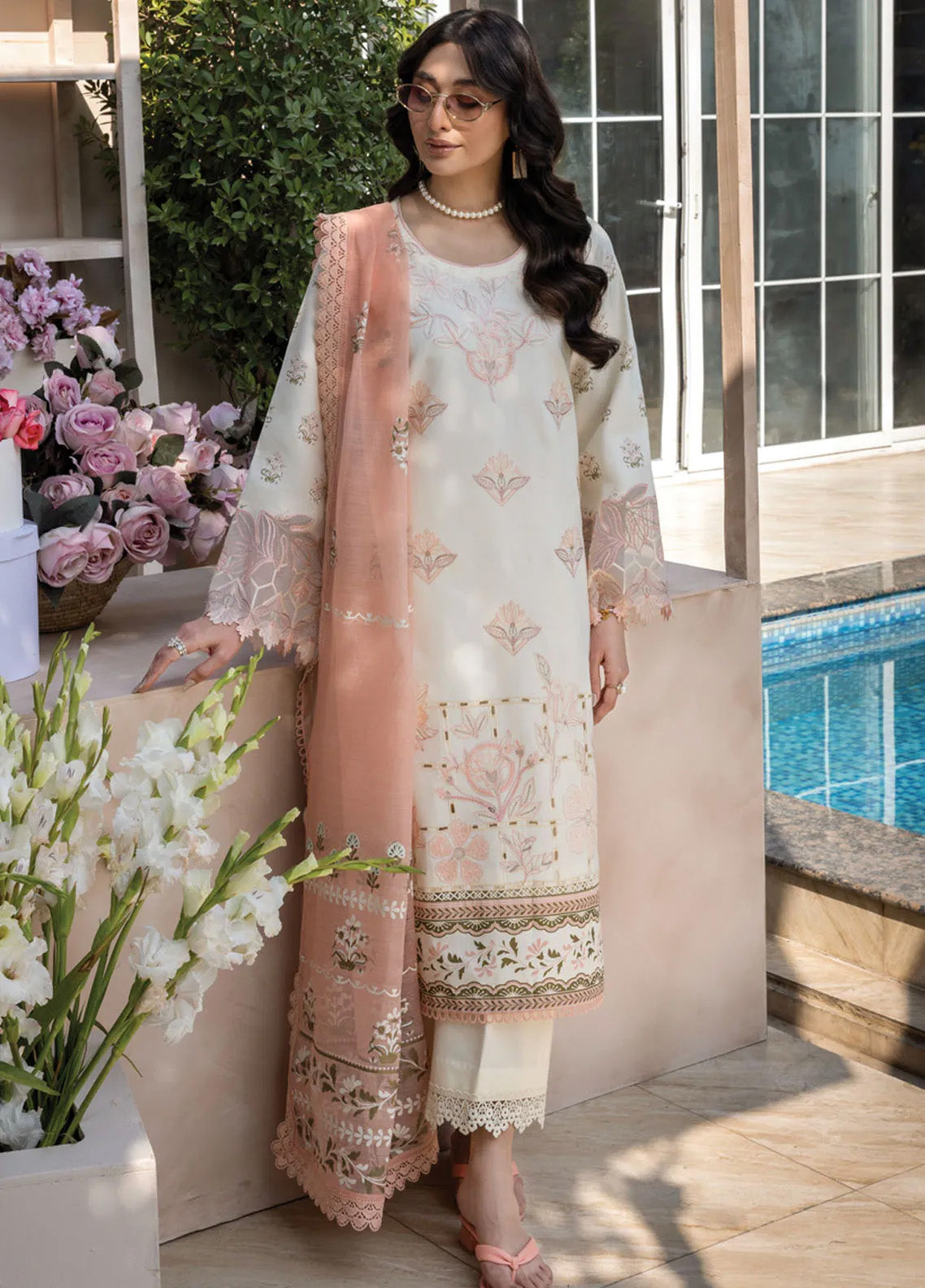 Florence By Rang Rasiya Embroidered Lawn 3 Piece Unstitched Suit RR25FS D-14 MIRAAL