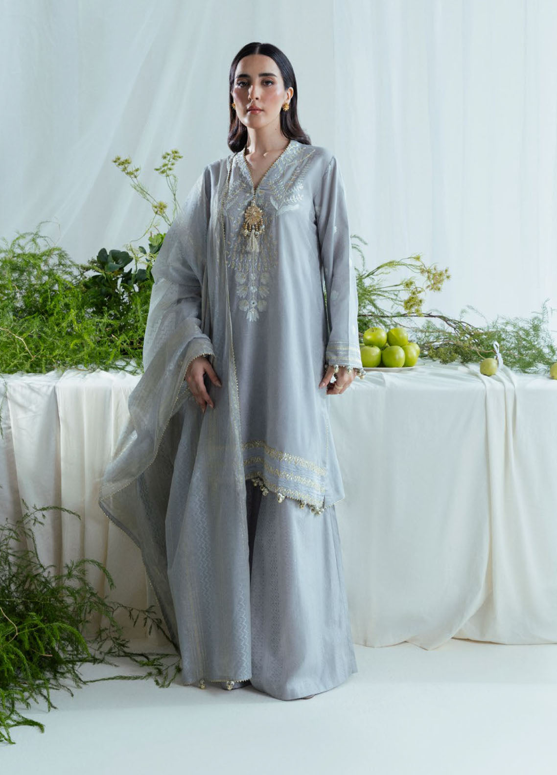 Giardino By Gul Ahmed Luxury Festive Embroidered Self Jacquard 3 Piece Unstitched Suit GA26GLF D-FE-52045