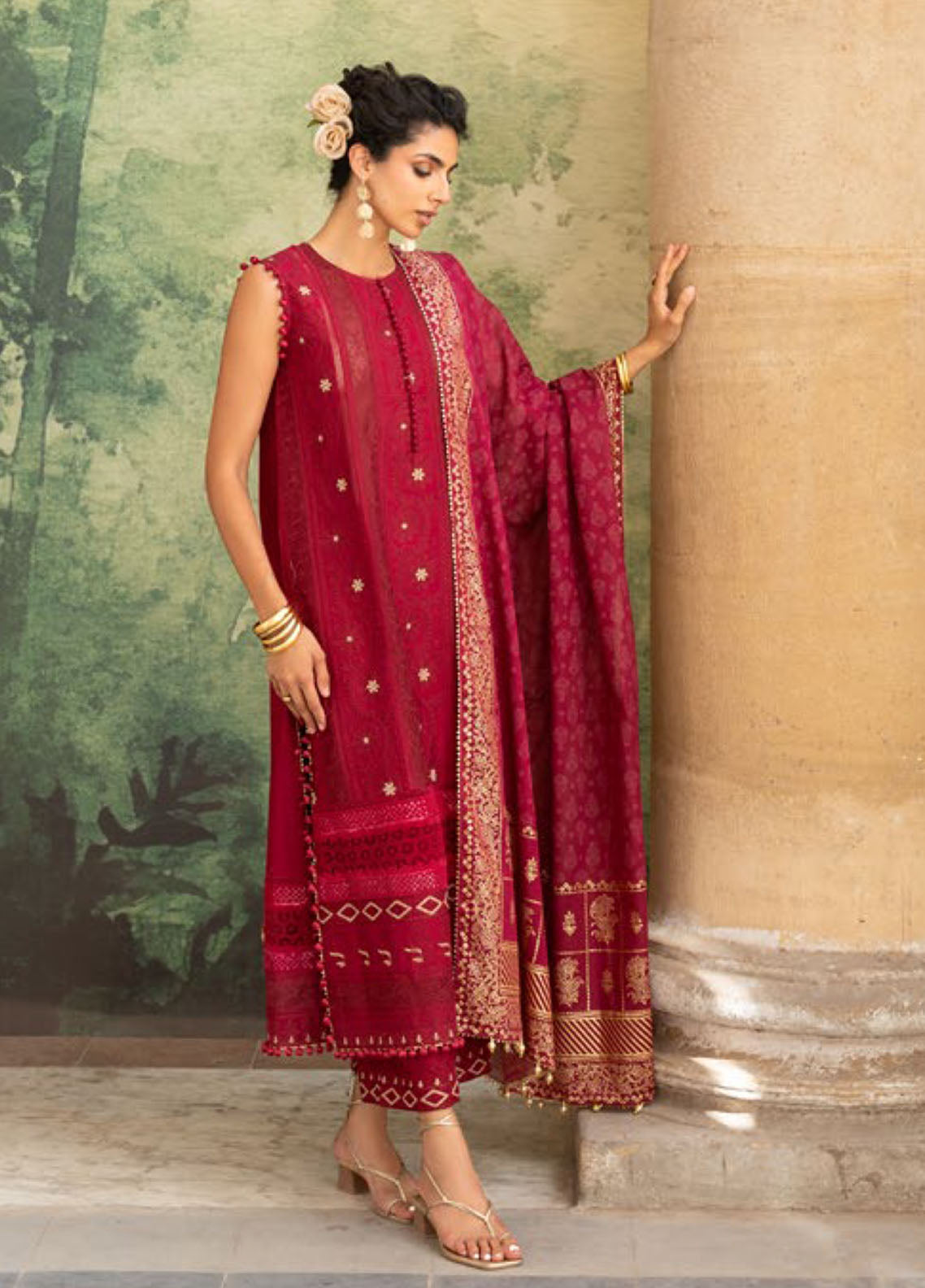 Gul Ahmed Festive Embroidered Lawn 3 Piece Unstitched Suit GA26F D-DN-52040