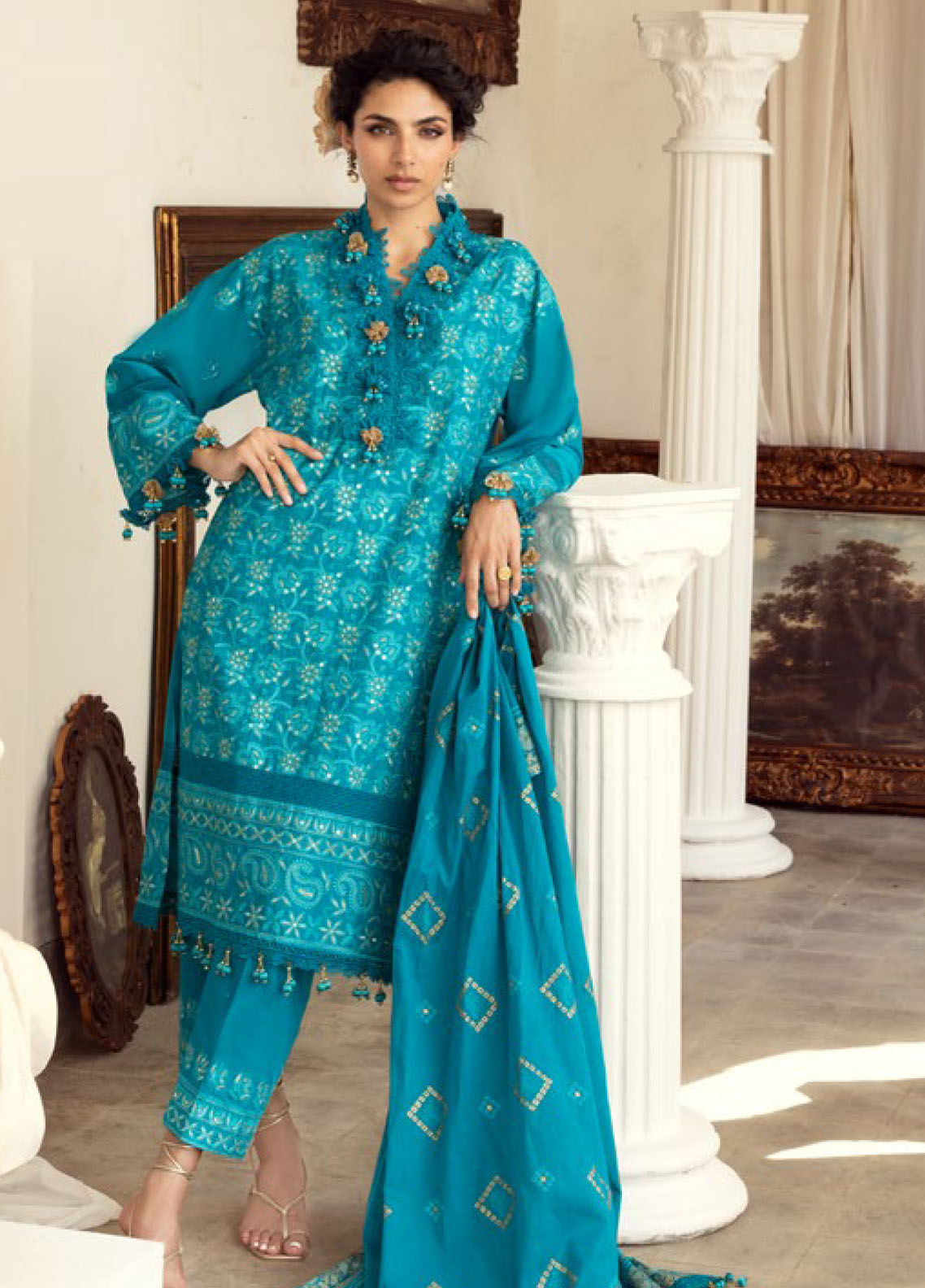 Gul Ahmed Festive Embroidered Lawn 3 Piece Unstitched Suit GA26F D-DN-52042