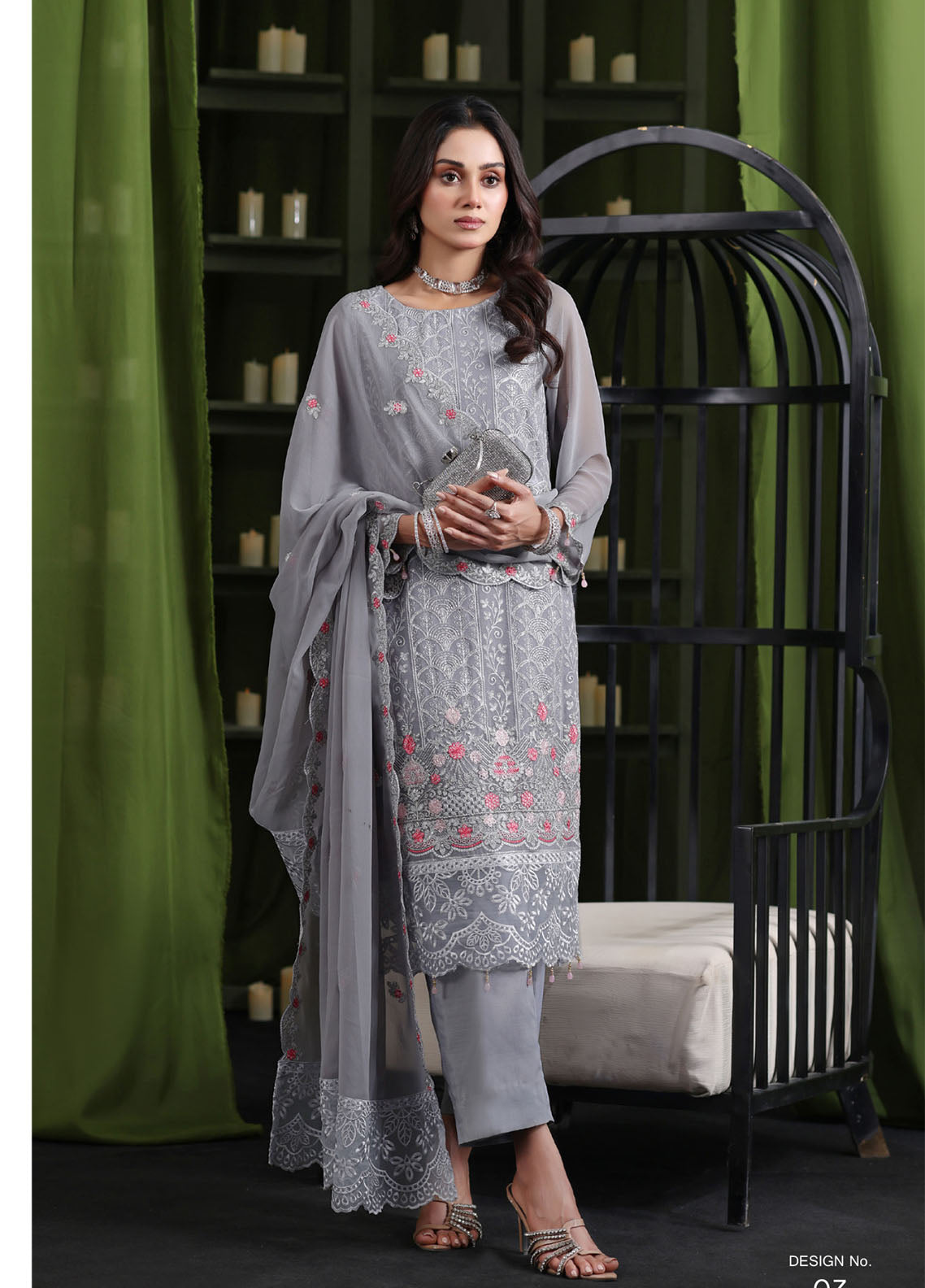 Gulaal By Soghat Creation Luxury Embroidered Chiffon 3 Piece Unstitched Suit SC25GLEC D-07