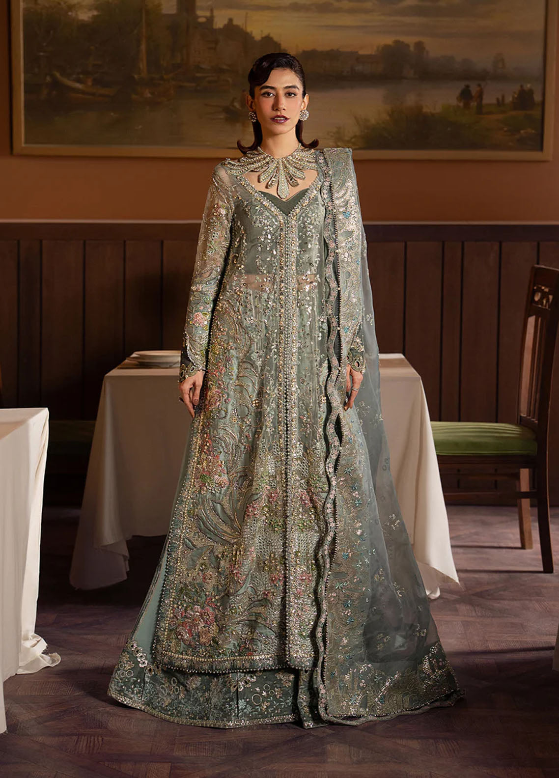 Hayat By Afrozeh Wedding Formals Embroidered Organza 3 Piece Unstitched Suit AF25HWF D-01 MEHVES