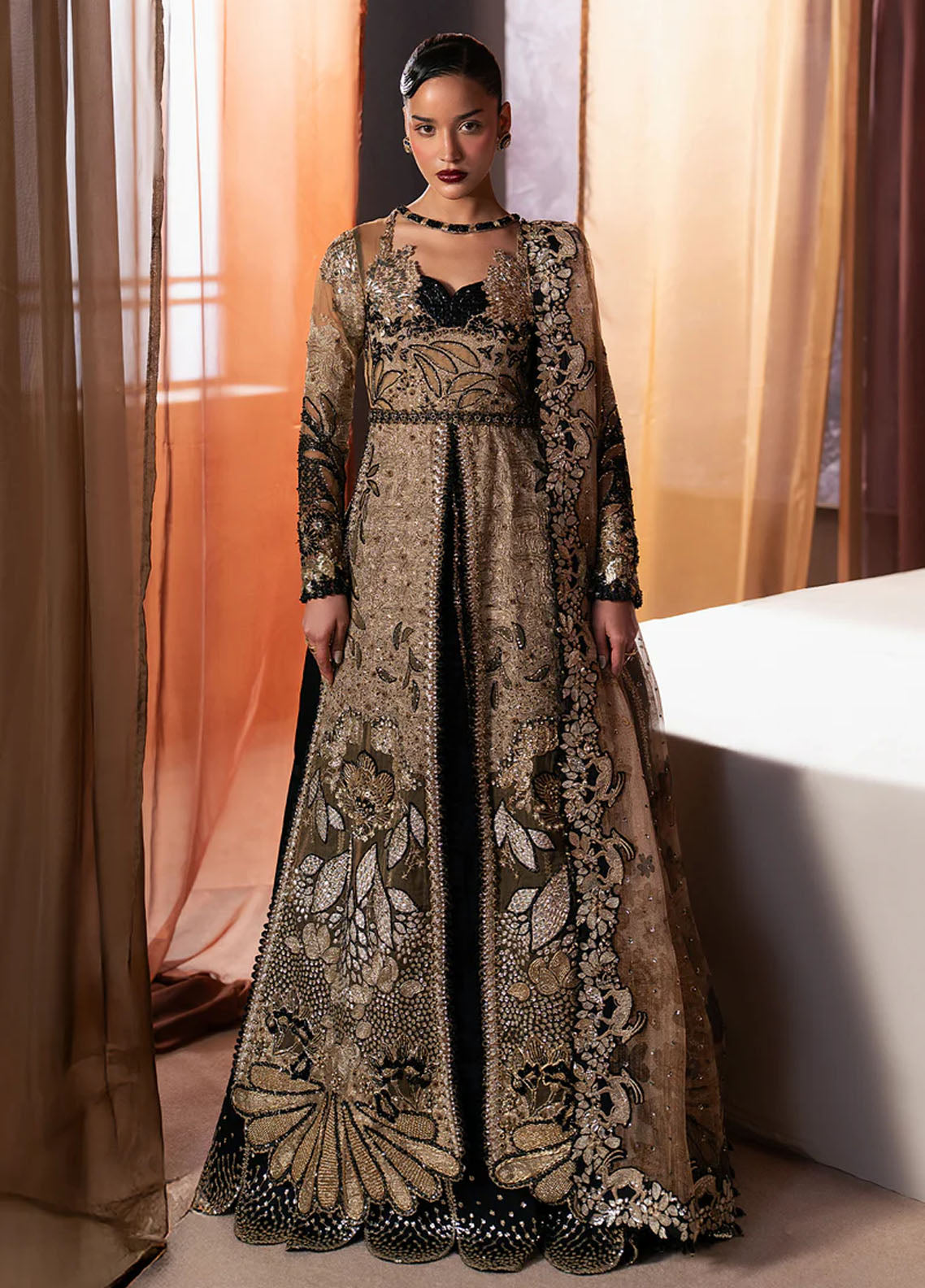Hayat By Afrozeh Wedding Formals Embroidered Organza 3 Piece Unstitched Suit AF25HWF D-02 RAYYAN