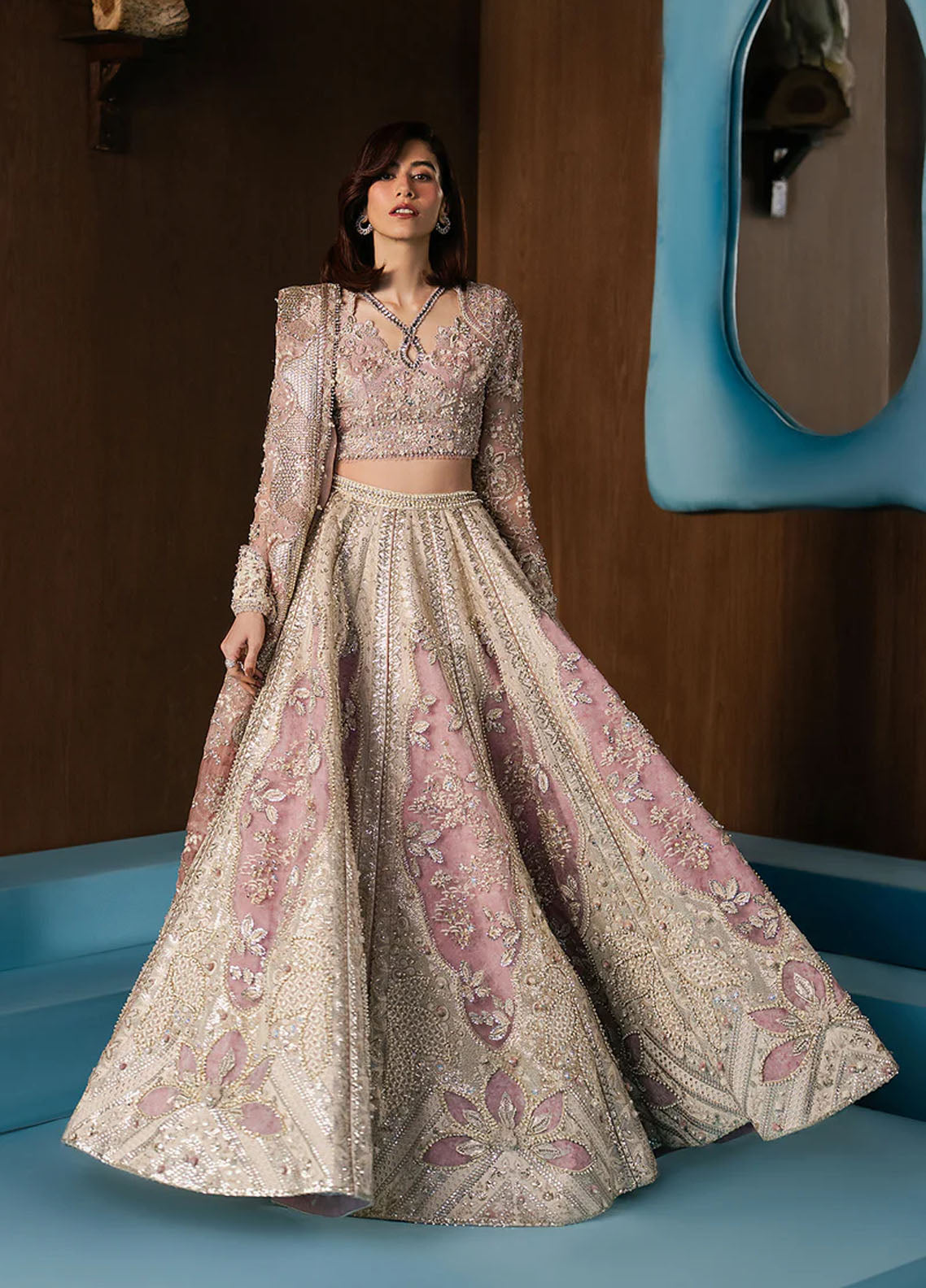 Hayat By Afrozeh Wedding Formals Embroidered Raw Silk 3 Piece Unstitched Suit AF25HWF D-03 ZAVIYAH