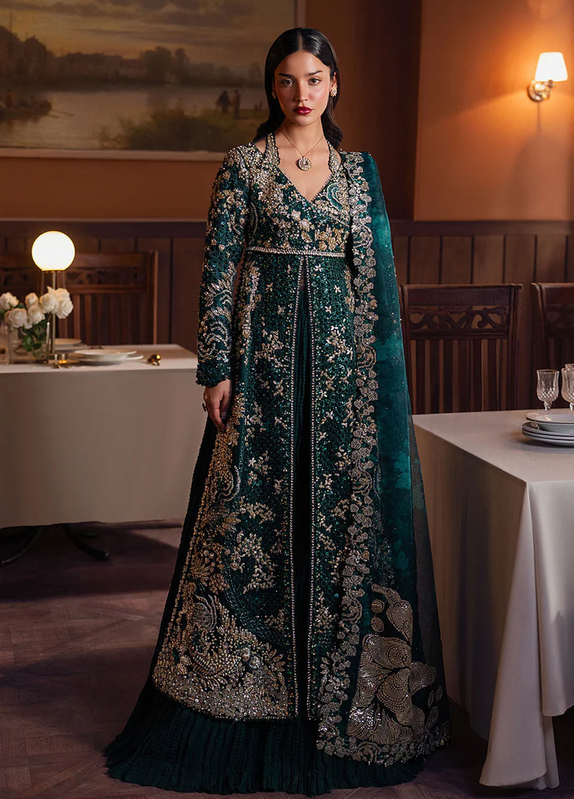 Hayat By Afrozeh Wedding Formals Embroidered Raw Silk 3 Piece Unstitched Suit AF25HWF D-06 ZAREENAH