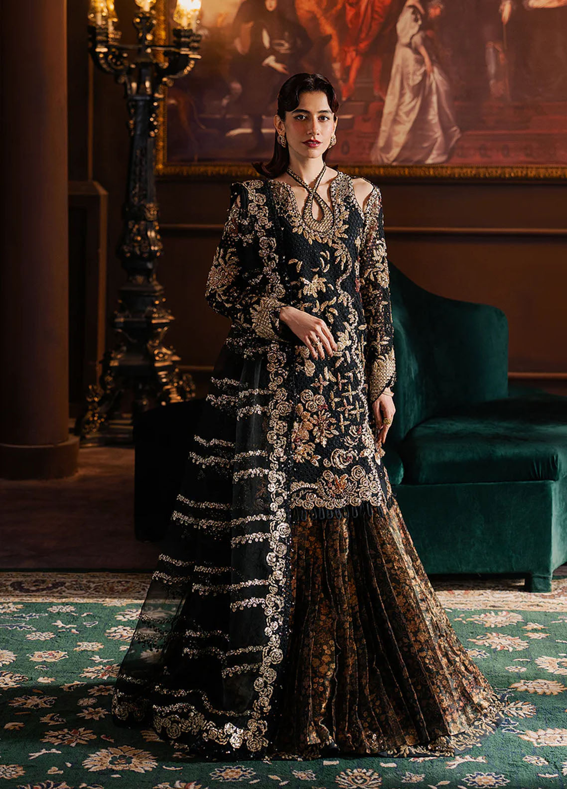 Hayat By Afrozeh Wedding Formals Embroidered Raw Silk 3 Piece Unstitched Suit AF25HWF D-07 SARAVE