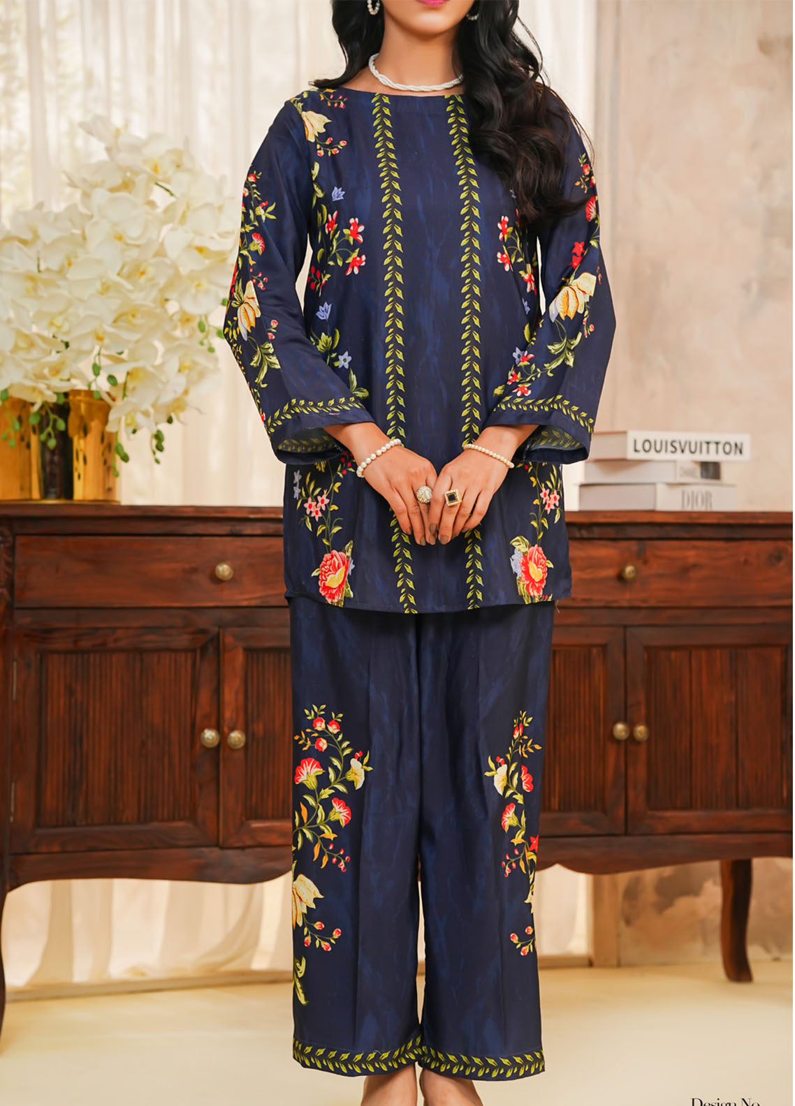Hazel By Aizal Co-Ord's Printed Linen 2 Piece Stitched Suit AL25HV2 D-21