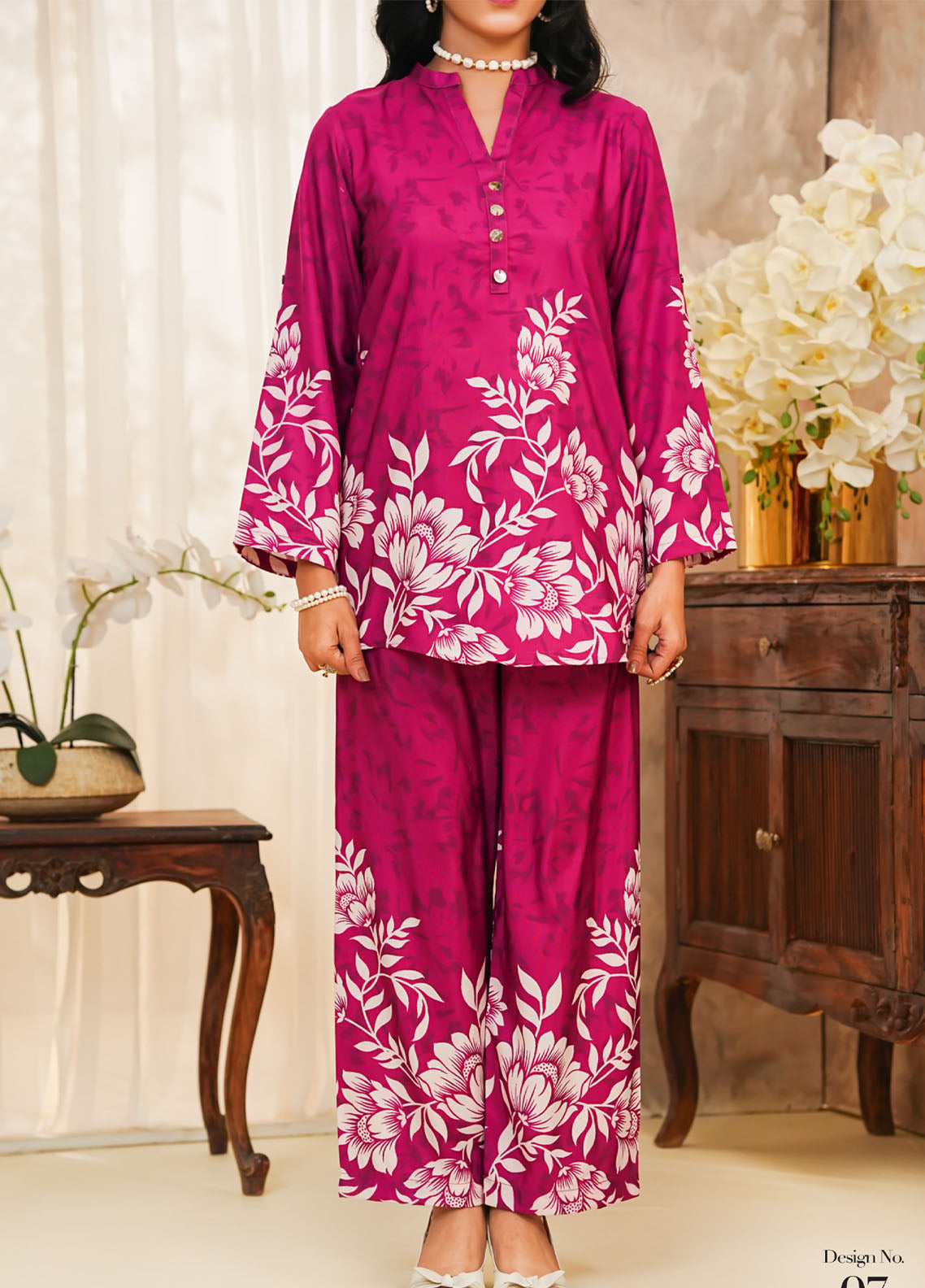 Hazel By Aizal Co-Ord's Printed Linen 2 Piece Stitched Suit AL25HV2 D-27
