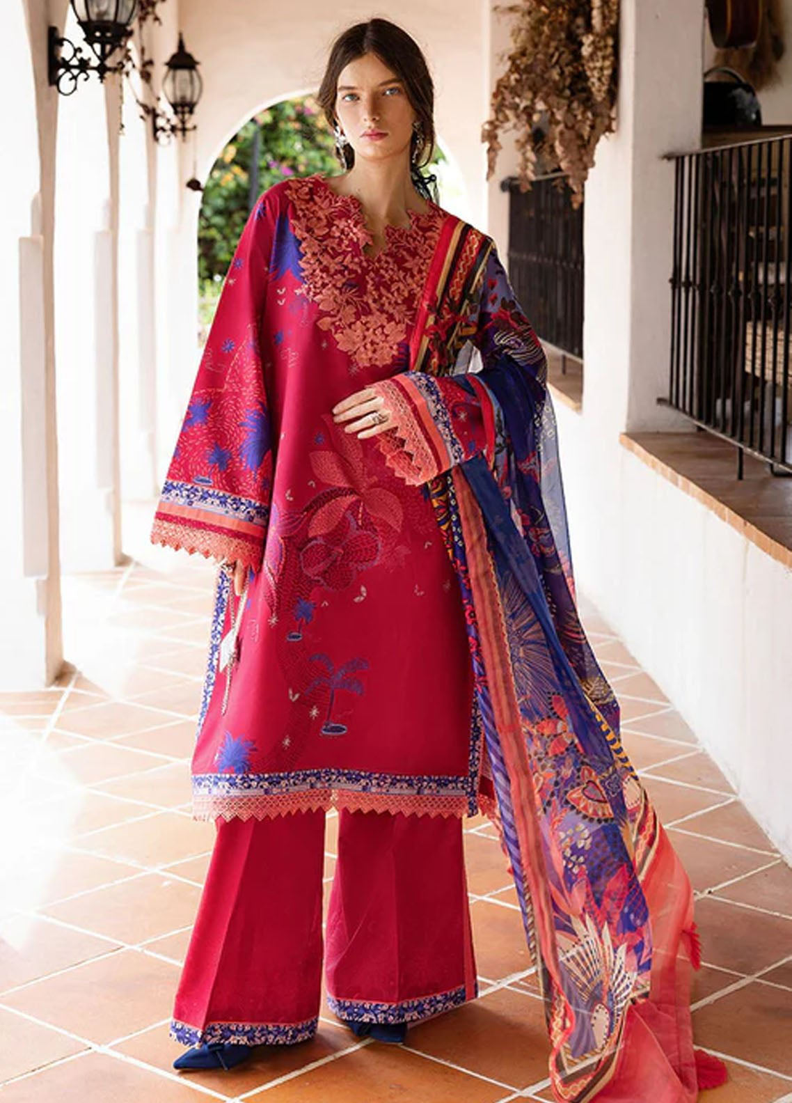 Hemline Mirasol By Mushq Printed Cambric 3 Piece Unstitched Suit MQ25HLMPC D-7A VOZ DULCE