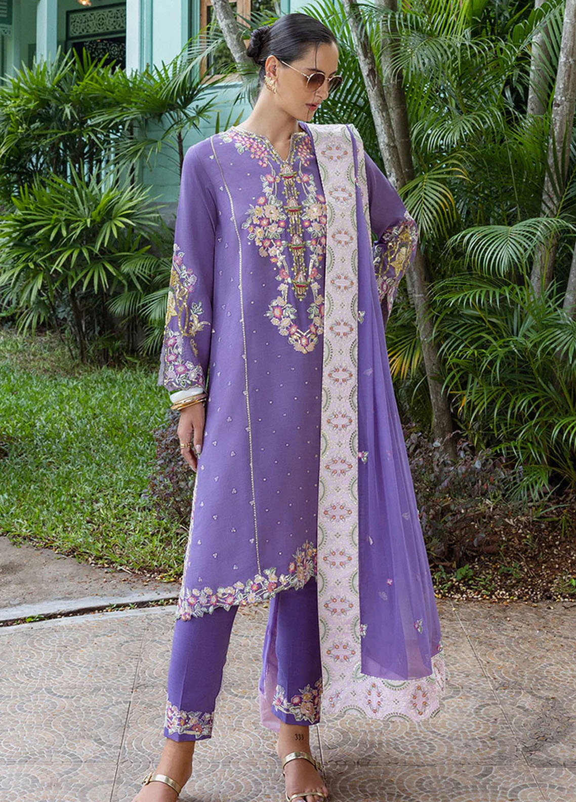 Hemline Nuvera By Mushq Embroidered Raw Silk 3 Piece Unstitched Suit MQ25HLNRS D-01 ELARIS