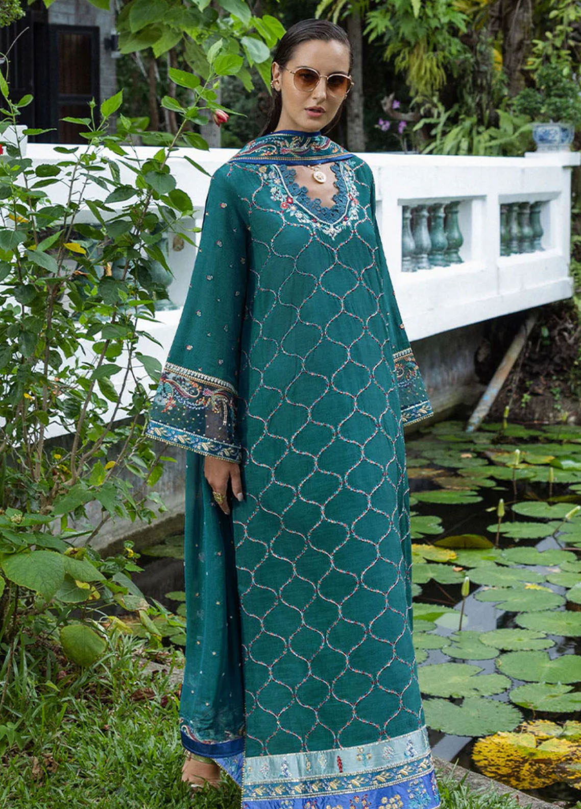 Hemline Nuvera By Mushq Embroidered Raw Silk 3 Piece Unstitched Suit MQ25HLNRS D-09 VALENE