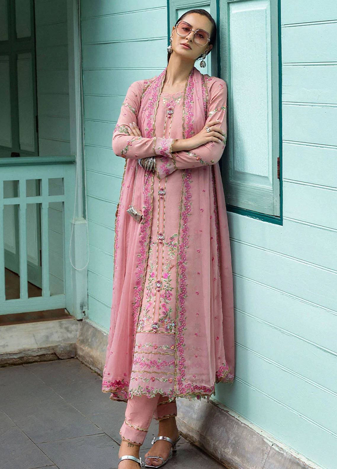Hemline Nuvera By Mushq Embroidered Raw Silk 3 Piece Unstitched Suit MQ25HLNRS D-10 ELOWEN