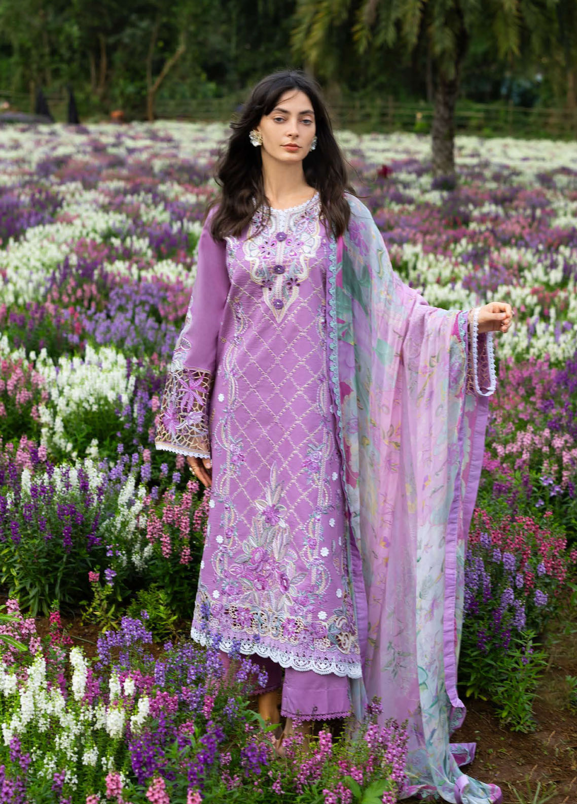 Hemline The Secret Garden By Mushq Embroidered Lawn 3 Piece Unstitched Suit MQ26HLTSG D-13B SECRET THICKET