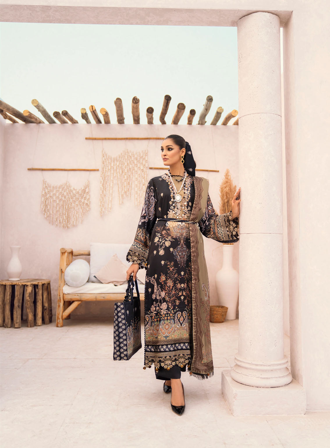 HemStitch Embroidered Silk 3 Piece Unstitched Suit HS24SE D-USC-06 NOOR