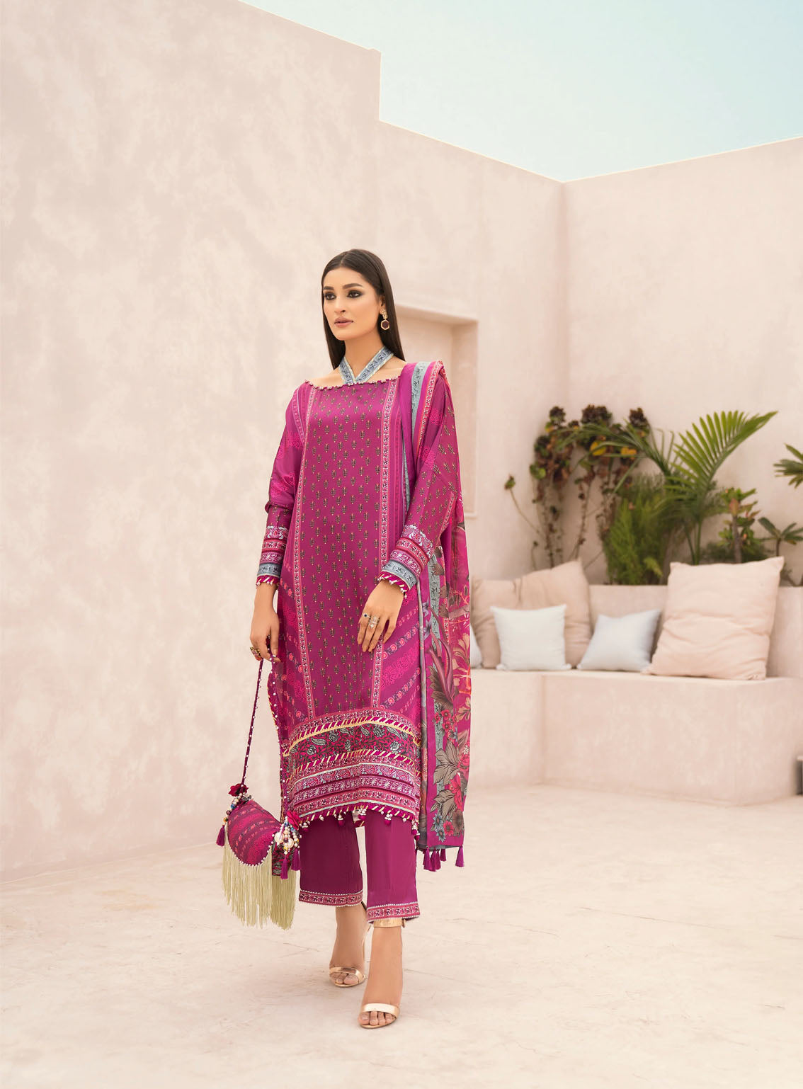 HemStitch Printed Silk 3 Piece Unstitched Suit HS24SE D-USC-07 ROHI