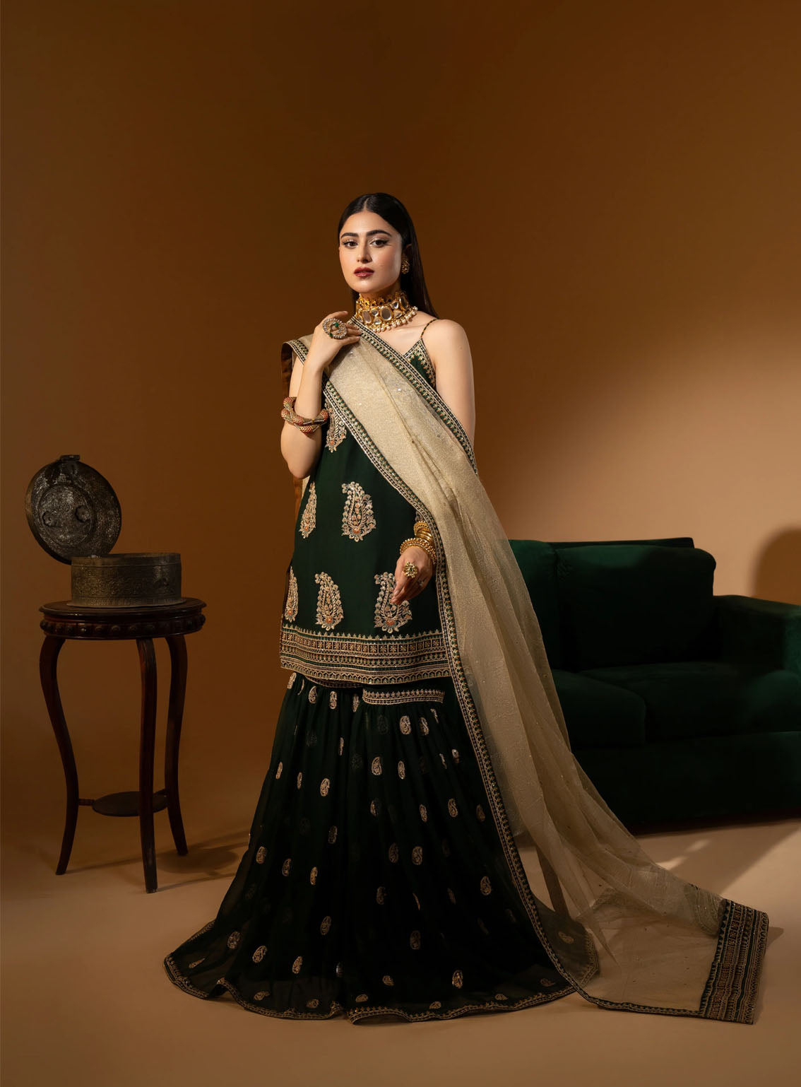 HemStitch Wedding Festive Embroidered Chiffon 3 Piece Unstitched Suit HS24W WDU-03 DHANI