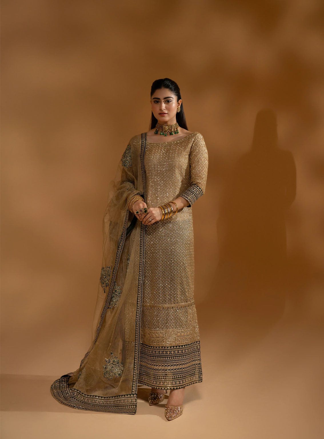 HemStitch Wedding Festive Embroidered Net 3 Piece Unstitched Suit HS24W WDU-09 DREAM