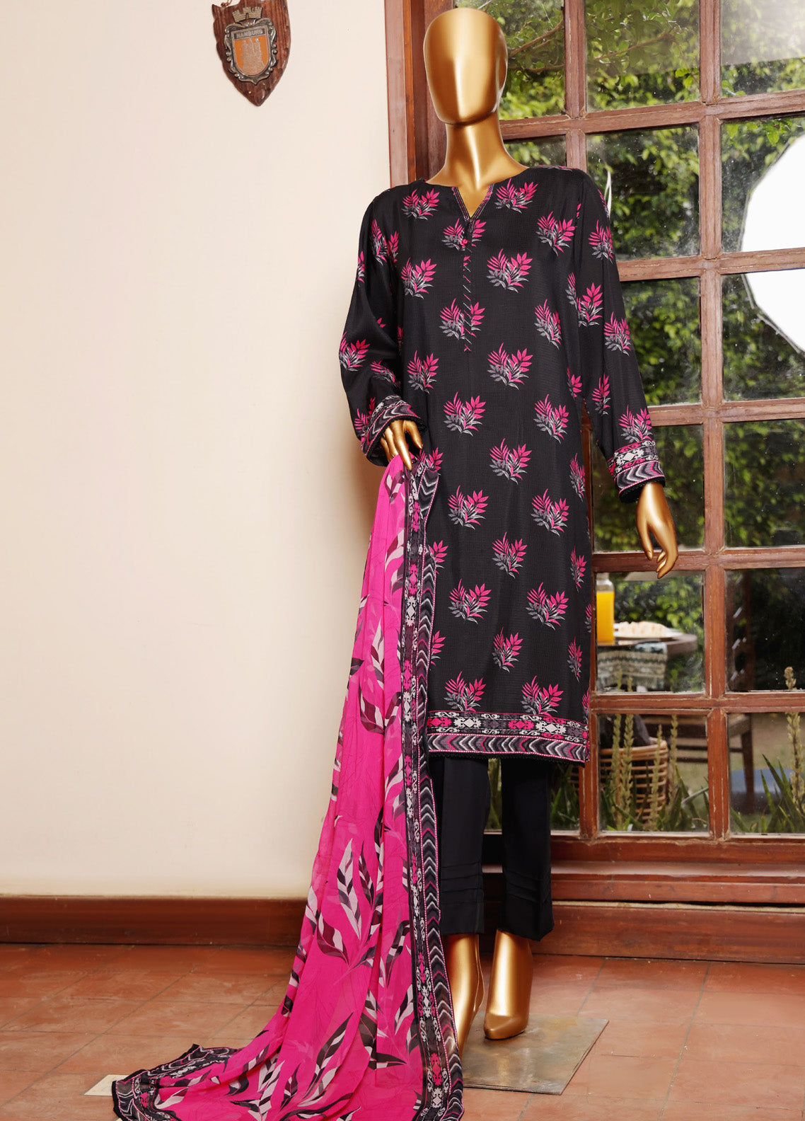 HZ Textile Airjet Filament Viscose Bana Dora Printed 3 Piece Unstitched Suit HZ24FVBD AVP-1105