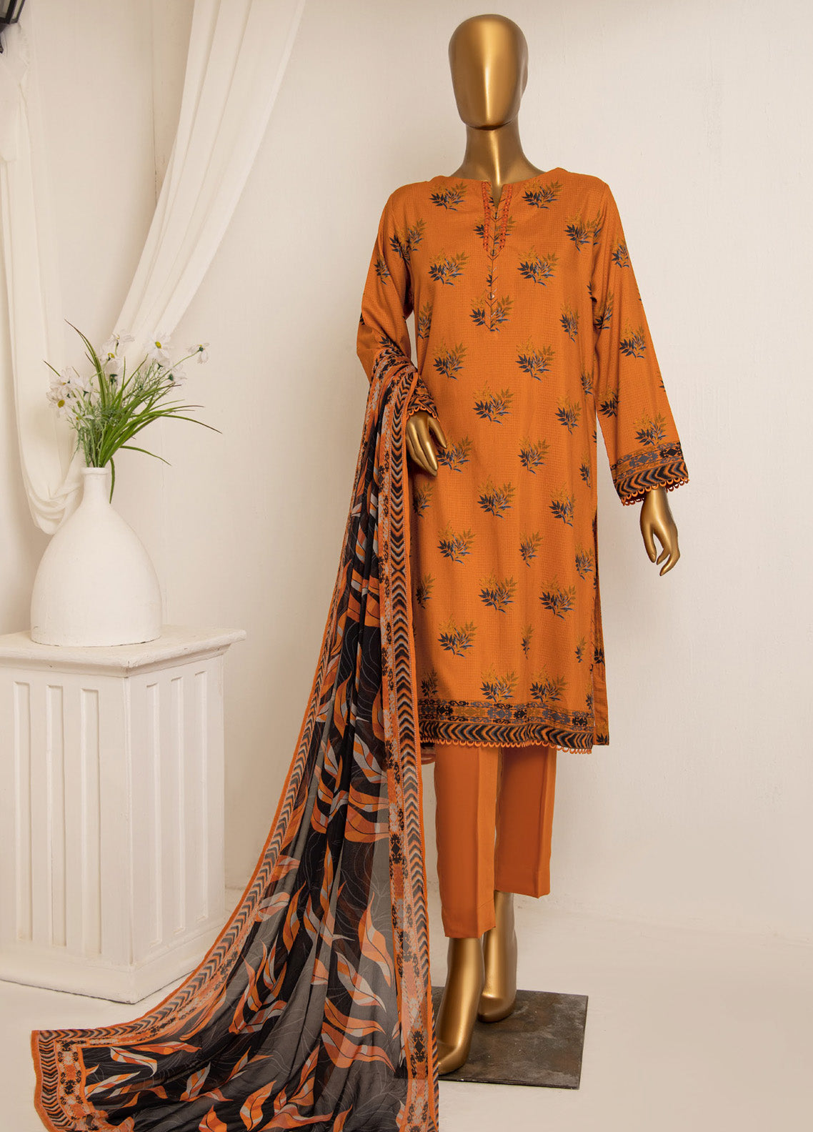 HZ Textile Airjet Filament Viscose Bana Dora Printed 3 Piece Unstitched Suit HZ24FVBD AVP-1106