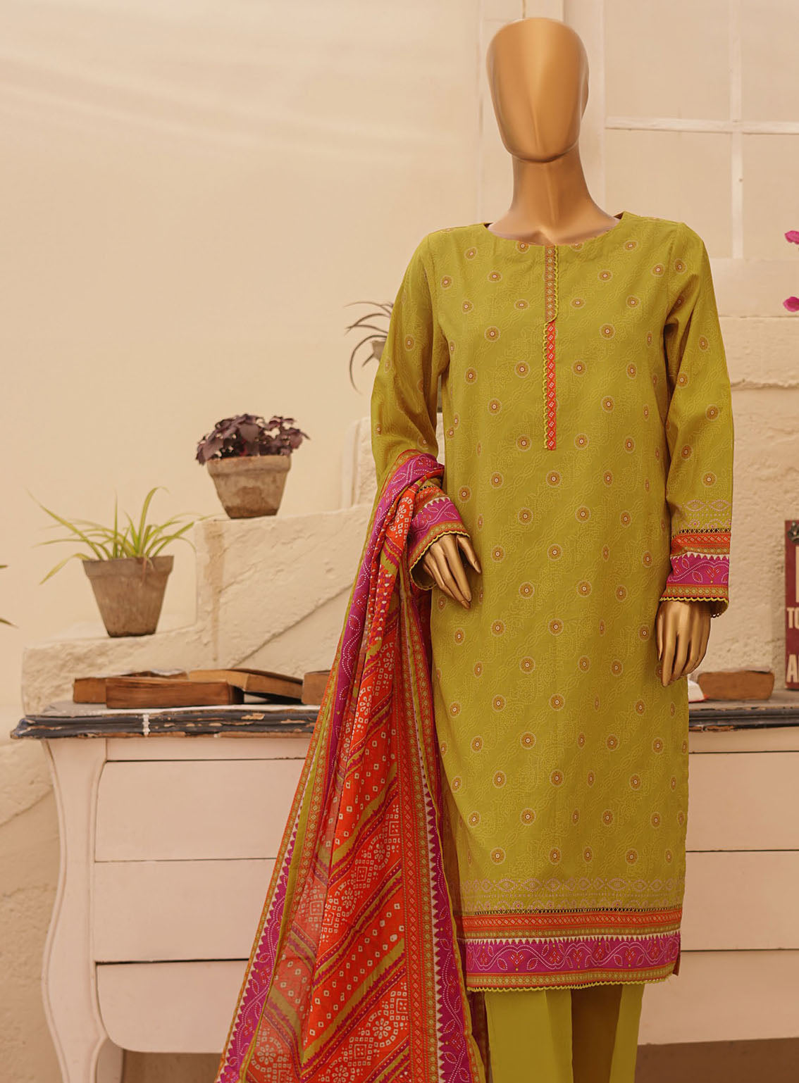 HZ Textile Chunri Printed Lawn 3 Piece Unstitched Suit HZ24C CPC-106B