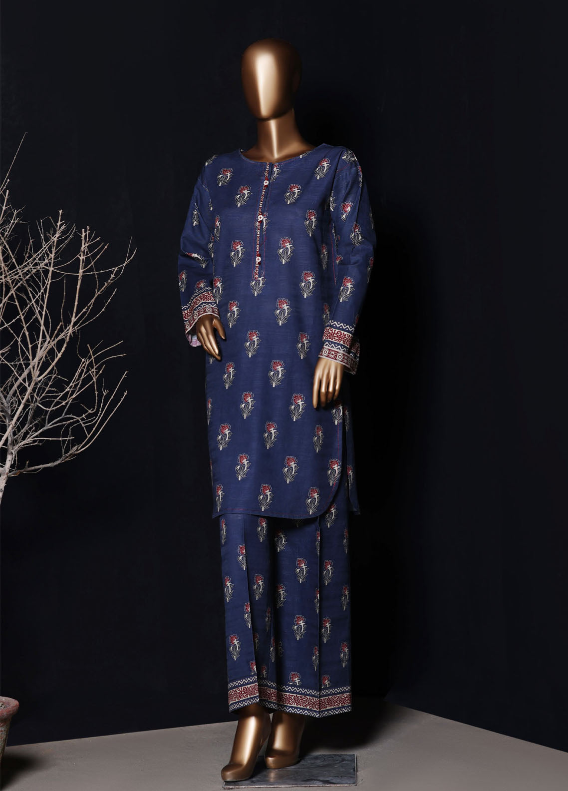 HZ Textile Co-Ord's Printed Khaddar 2 Piece Stitched Suit HZ25PK KPT-2586